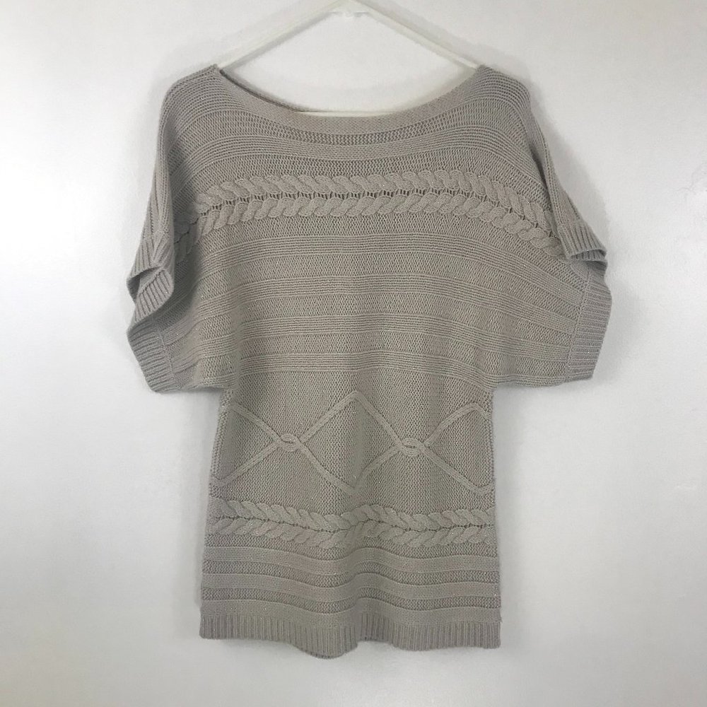 New York and Co. Beige Short Sleeve Sweater S